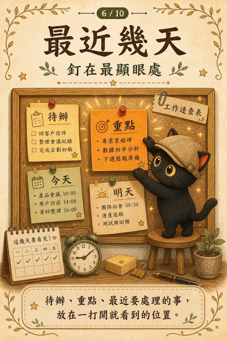 最近幾天：釘在最顯眼處