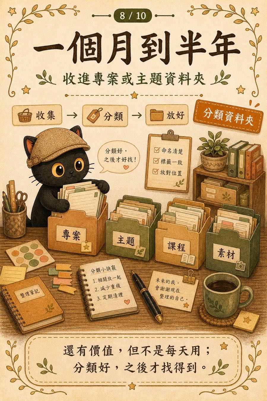 一個月到半年：收進資料夾