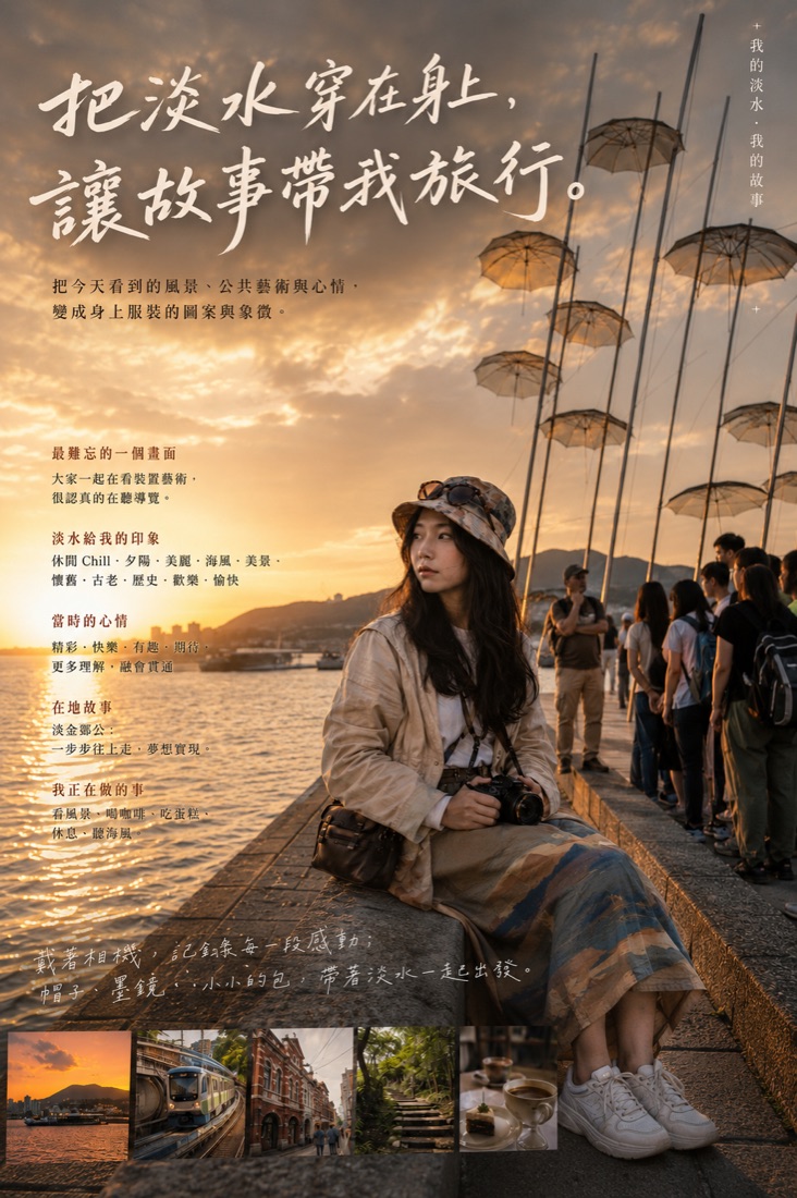 另一位學員的電影海報版作品：寫實場景，大標題壓在畫面上