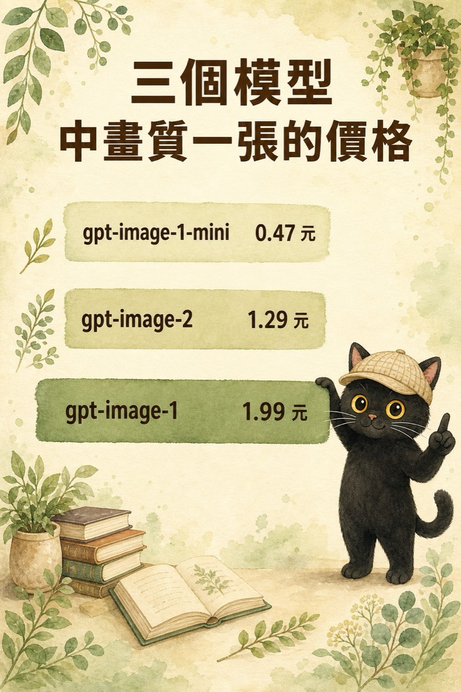 API 路徑生成的咪卡，帽子變成格紋獵鹿帽，配色也不同