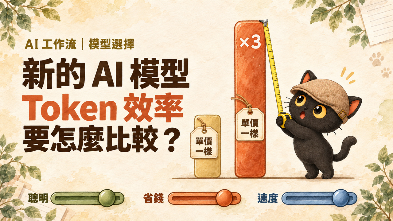 咪卡踮腳拿捲尺量一根很高的長條，旁邊矮長條和高長條都掛著單價一樣的吊牌，高的標著乘以 3；下方三根推桿標著聰明、省錢、速度