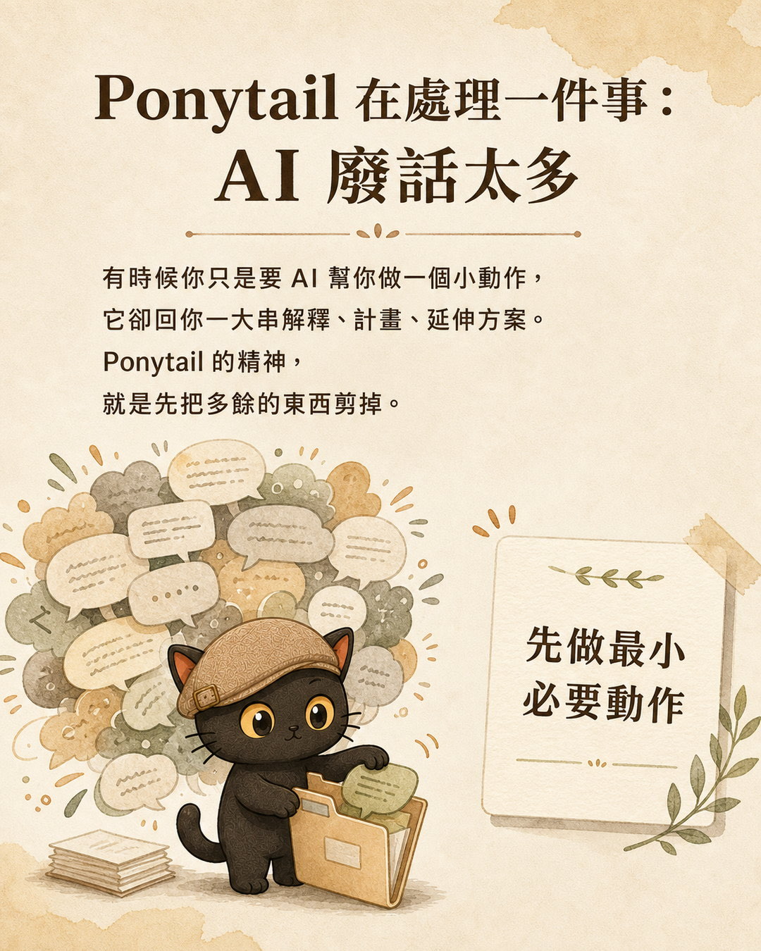 Ponytail 在處理一件事：AI 廢話太多