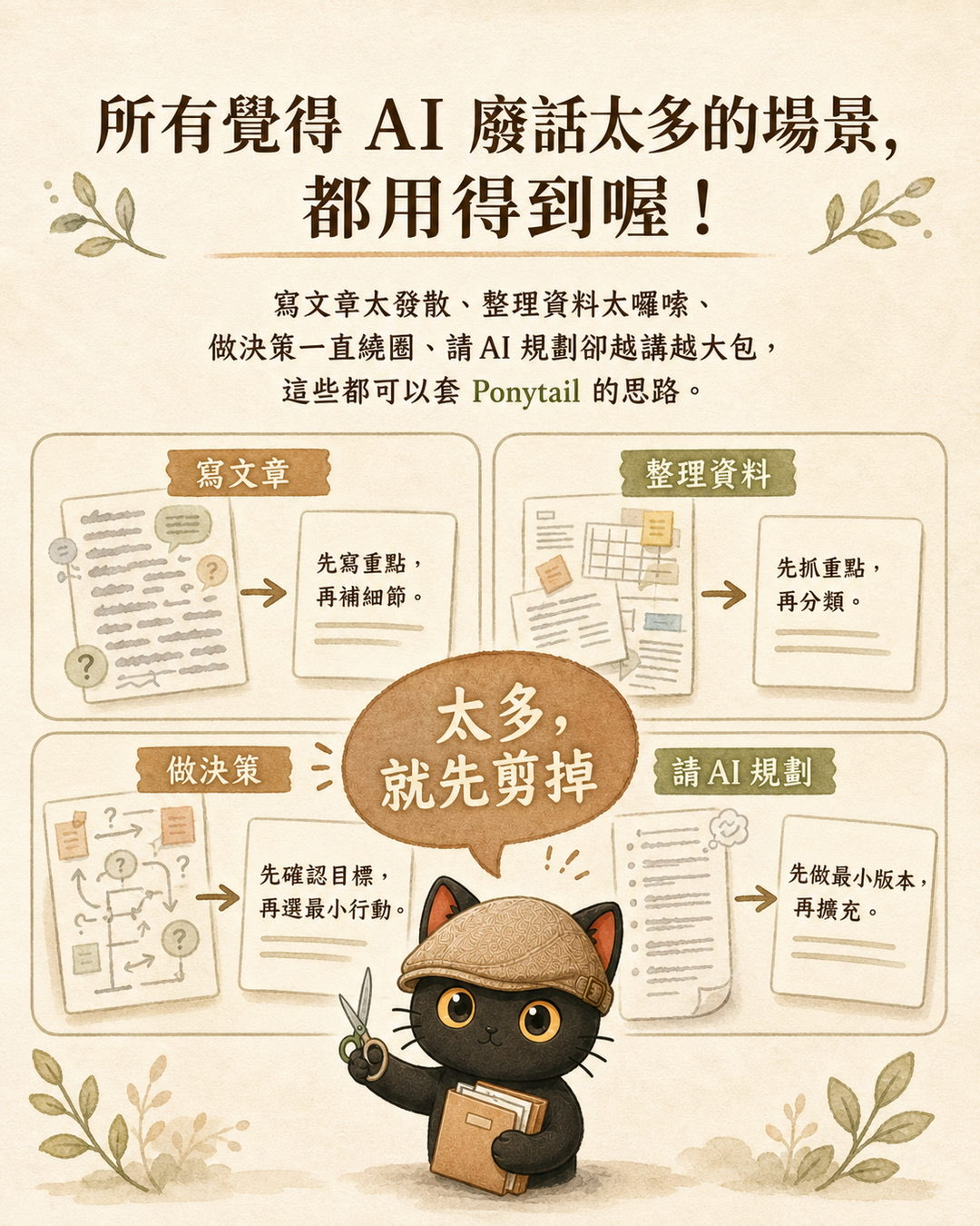 所有覺得 AI 廢話太多的場景，都用得到