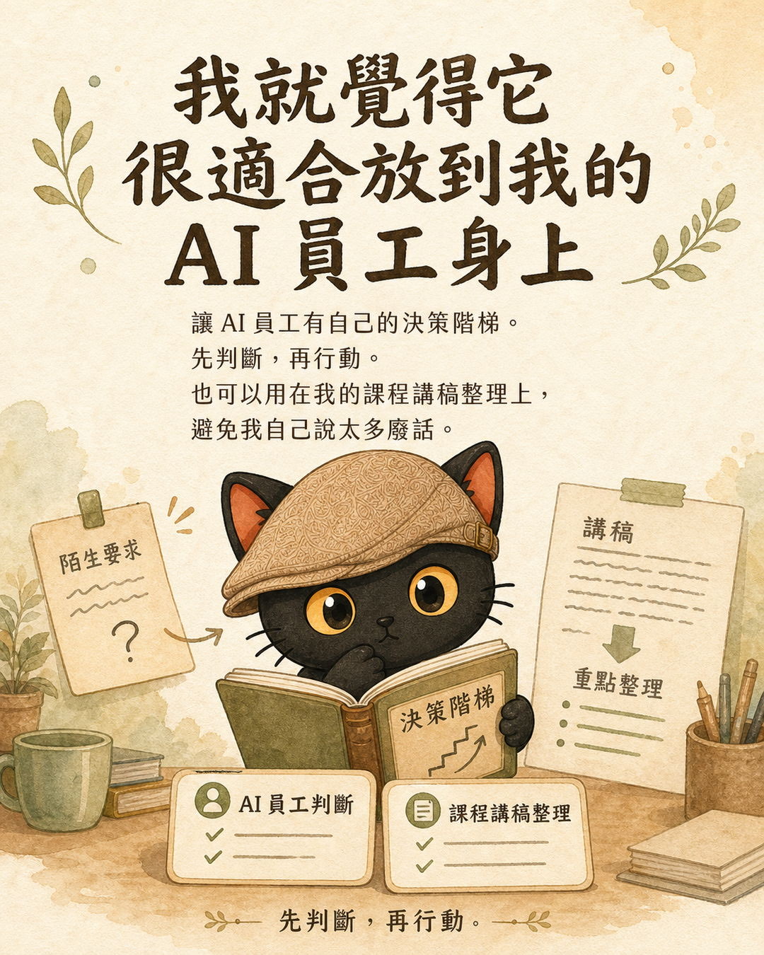 放到 AI 員工身上，也用在課程講稿整理