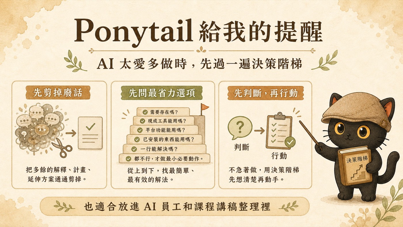 Ponytail 給我的三個提醒：先剪掉廢話、先問最省力選項、先判斷再行動