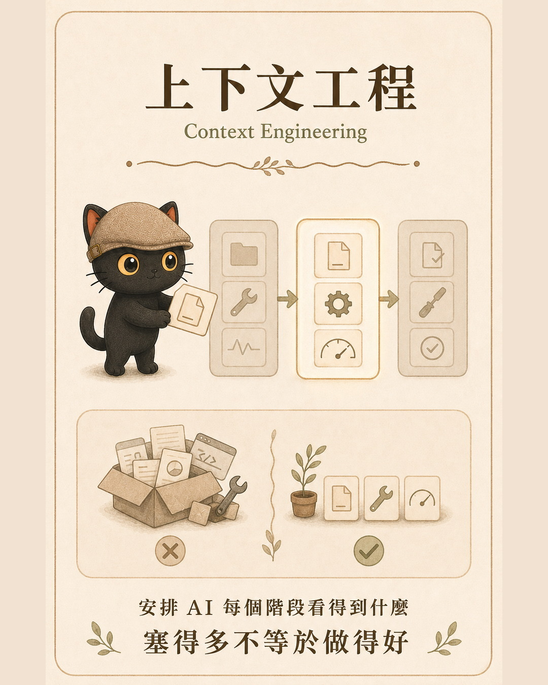 上下文工程圖卡：分階段的軌道與資料卡