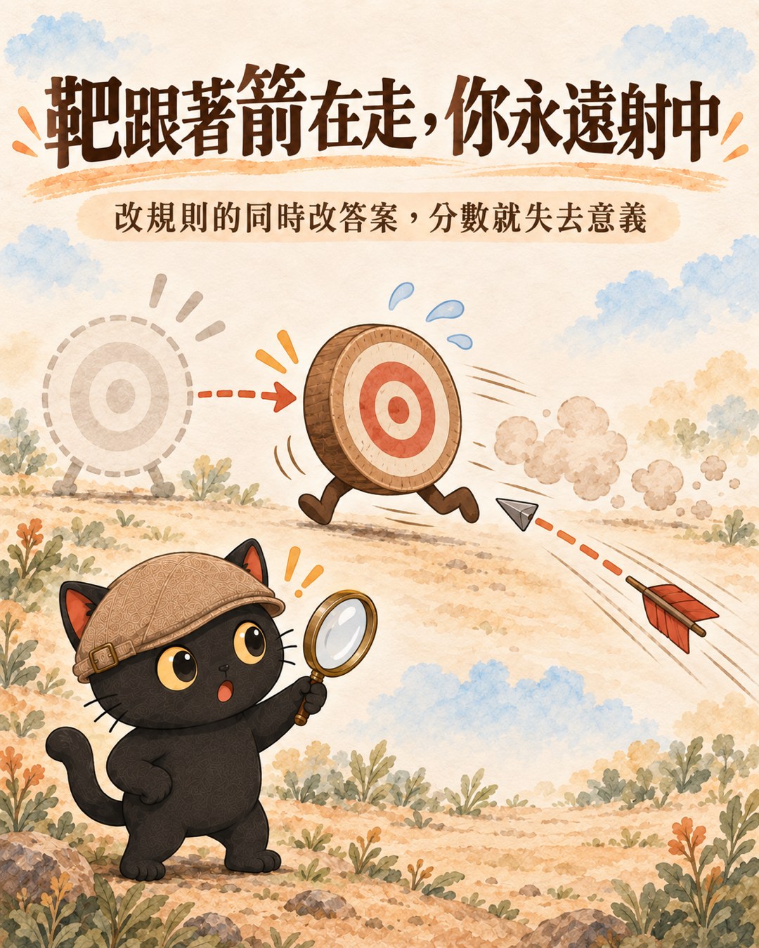 箭射出去之後，靶長腳跑過來迎上箭，原本的位置只留下虛影