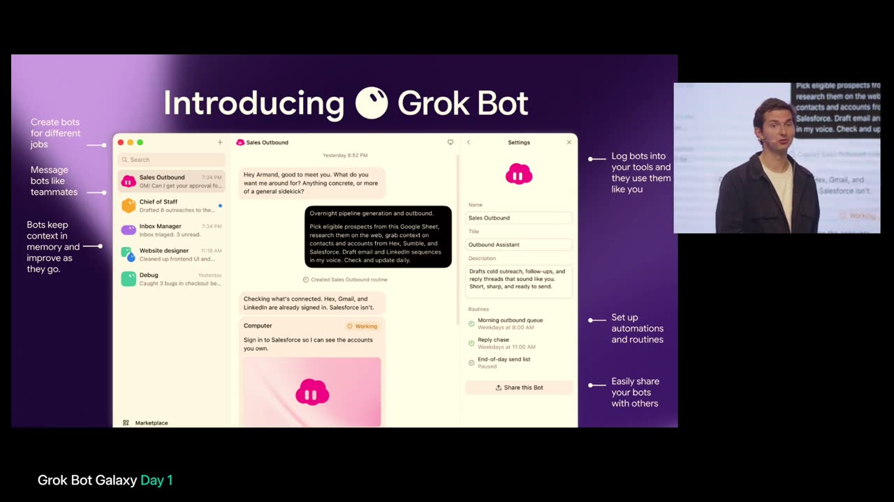 官方入門場介紹 Grok Bot 的投影片