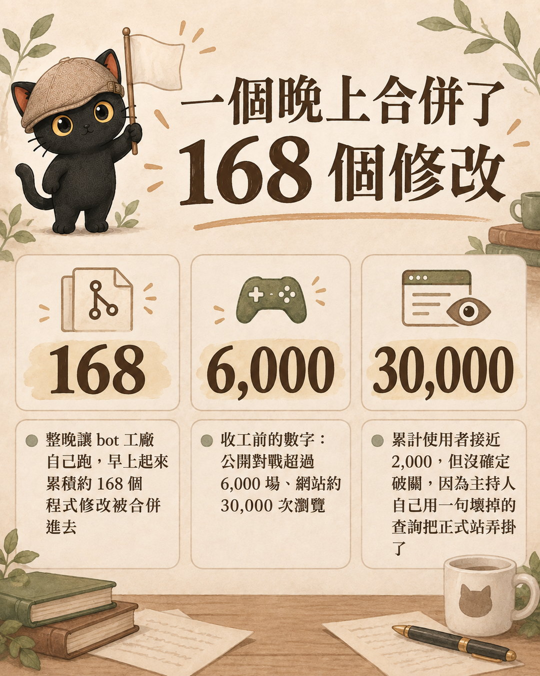 一個晚上合併 168 個修改