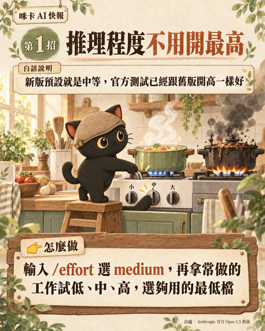 咪卡把瓦斯爐從大火轉到中火:推理程度不用開最高