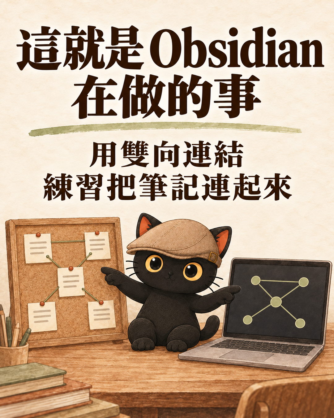 輪播卡：這就是 Obsidian 在做的事。用雙向連結，練習把筆記連起來。
