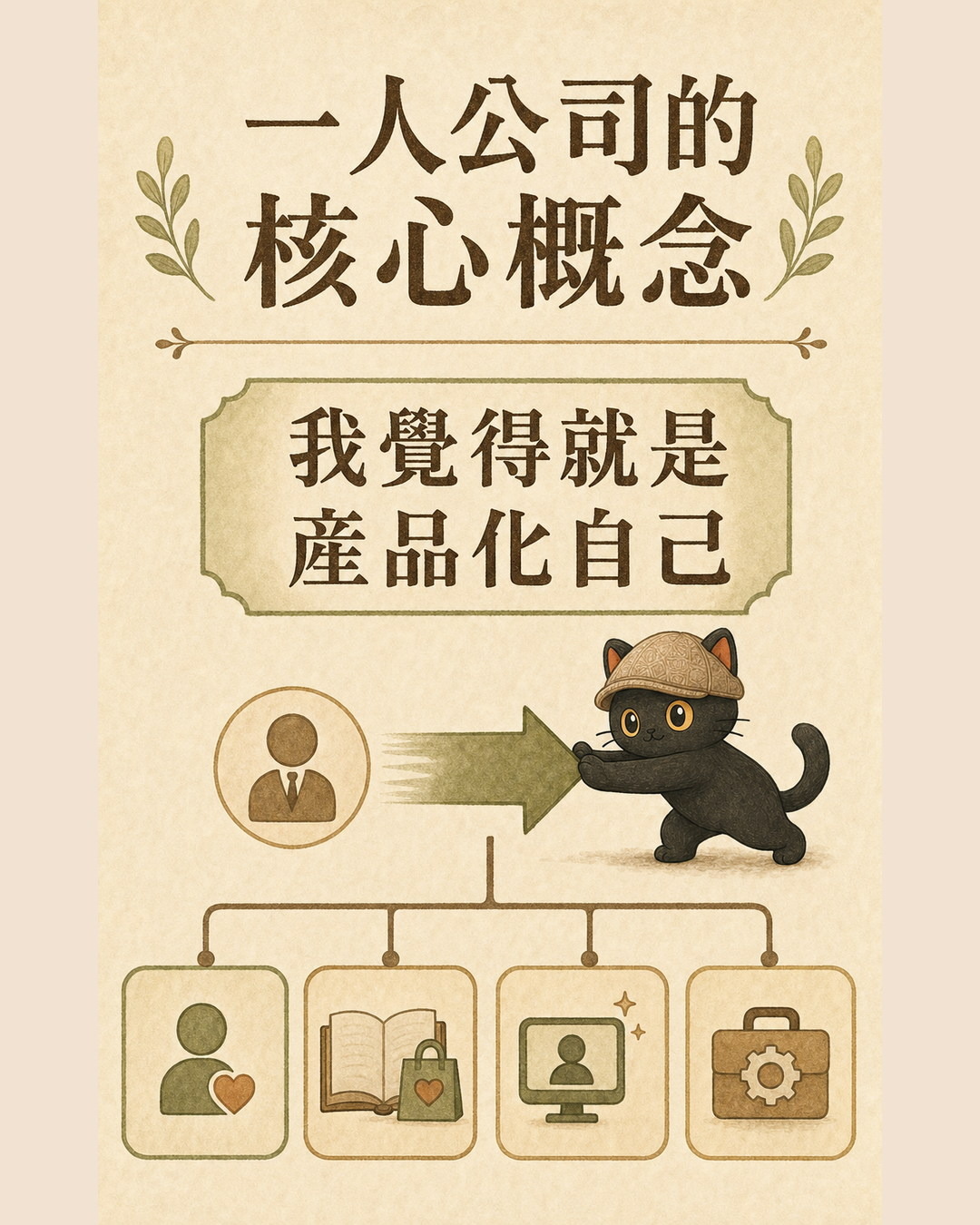 Mika's infographic: The core concept of a one-person company is productizing yourself