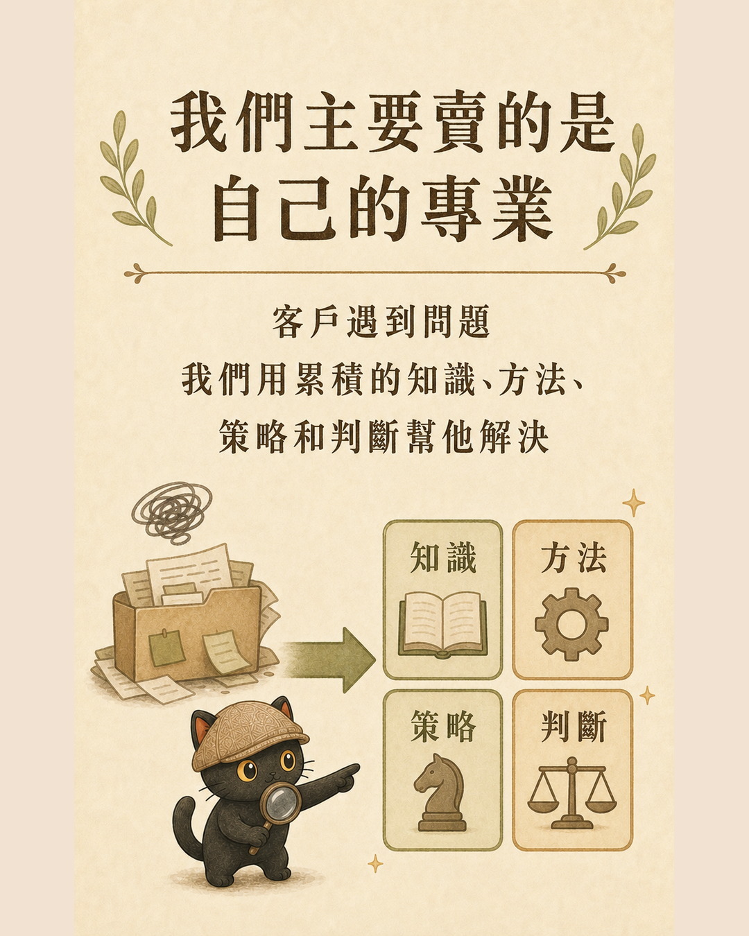 Mika's infographic: Knowledge, methods, strategies, and judgment constitute professionalism