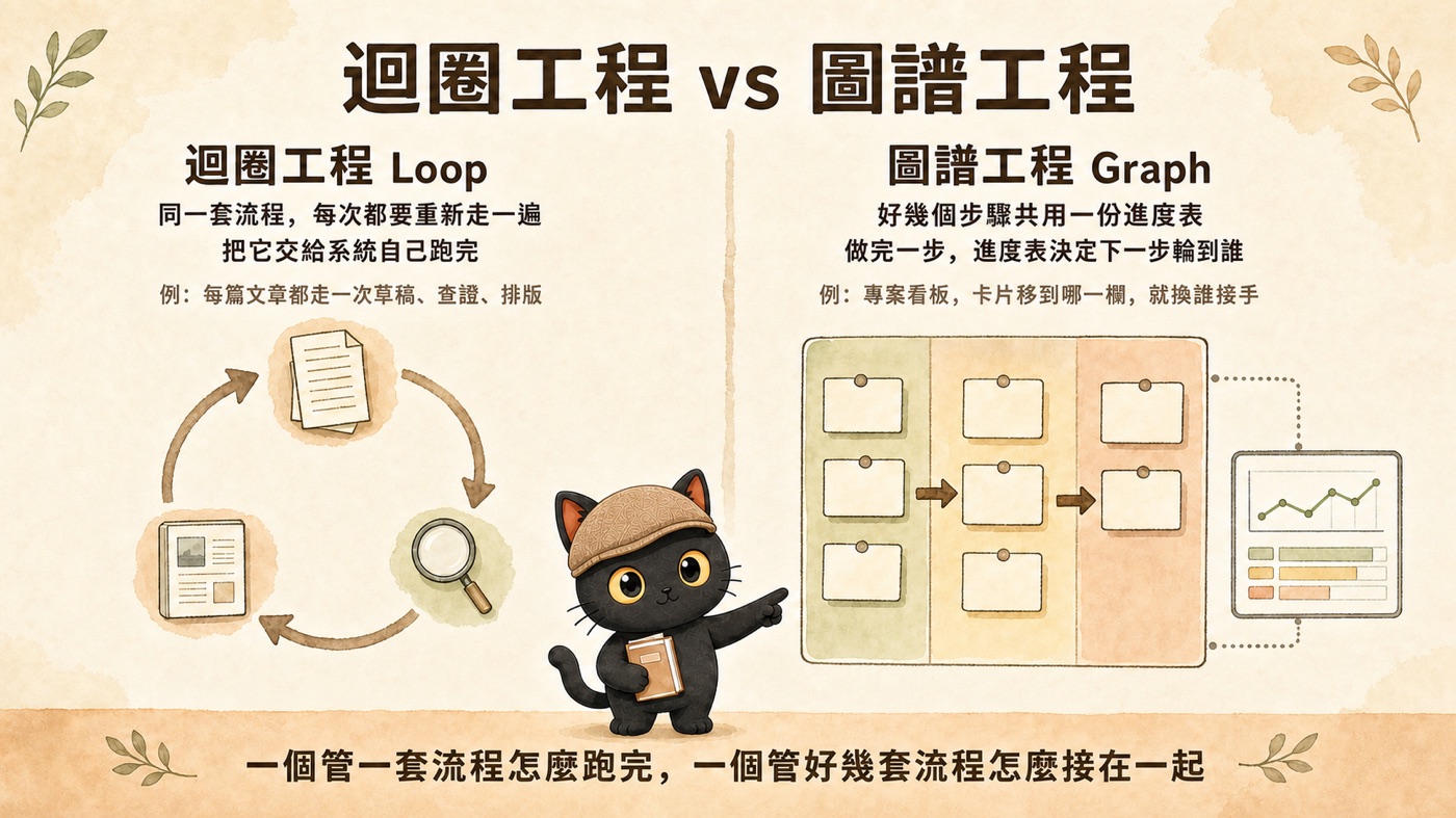迴圈工程與圖譜工程的分界示意圖